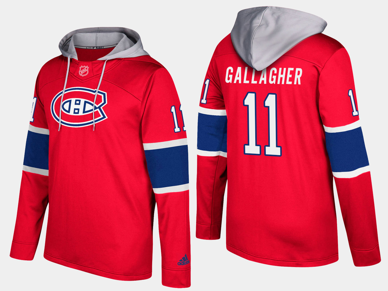 Men NHL Montreal canadiens 11 brendan gallagher red hoodie